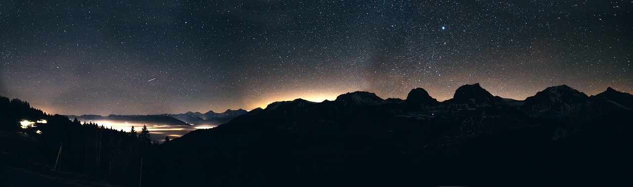 starry sky sky mountain free photo