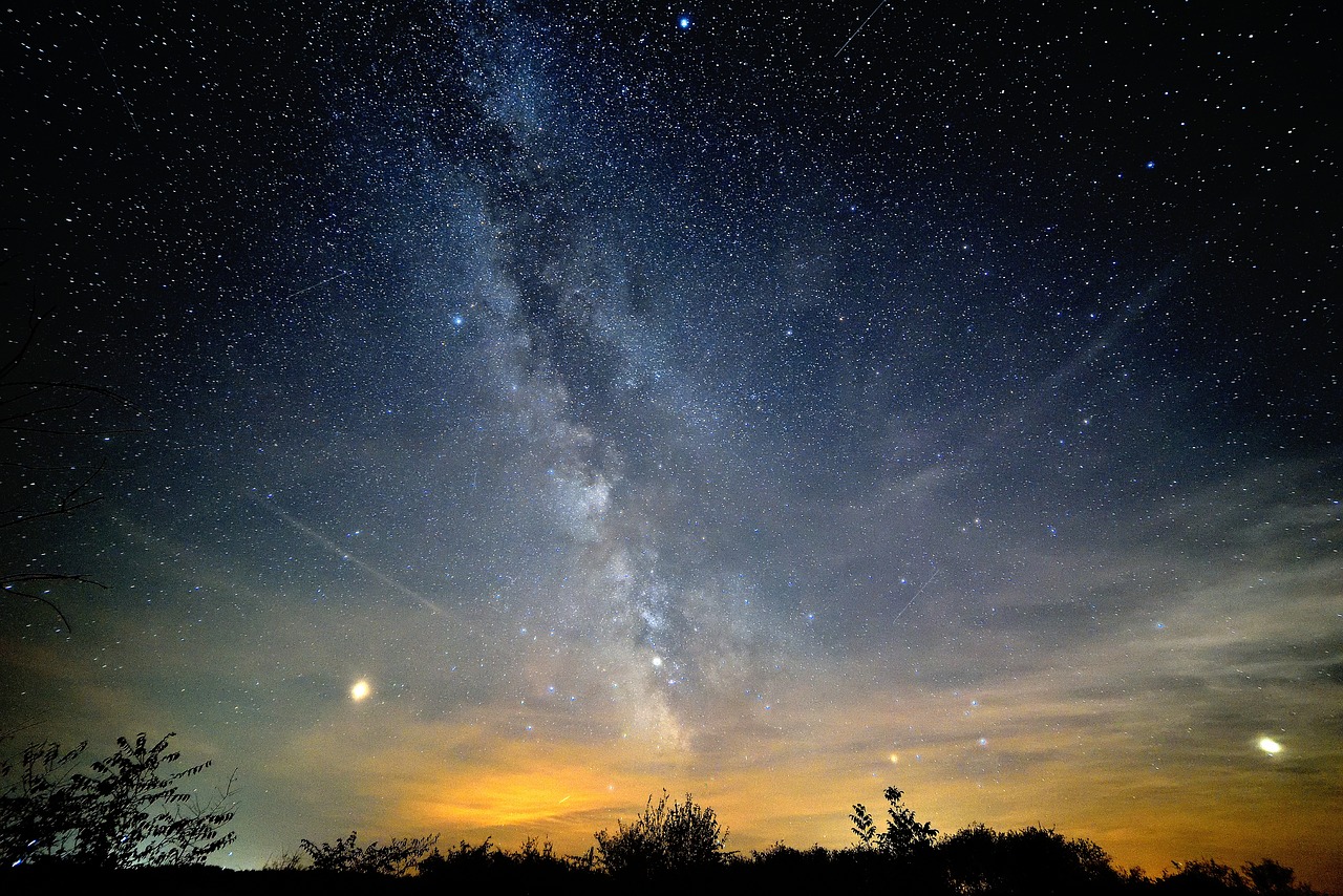 starry sky  planet mars  space free photo