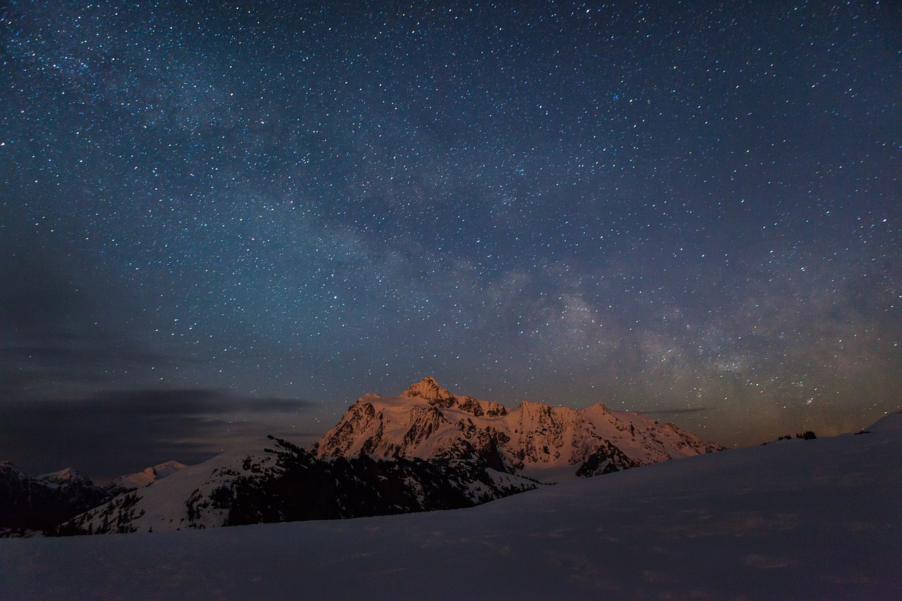 stars night mountains free photo