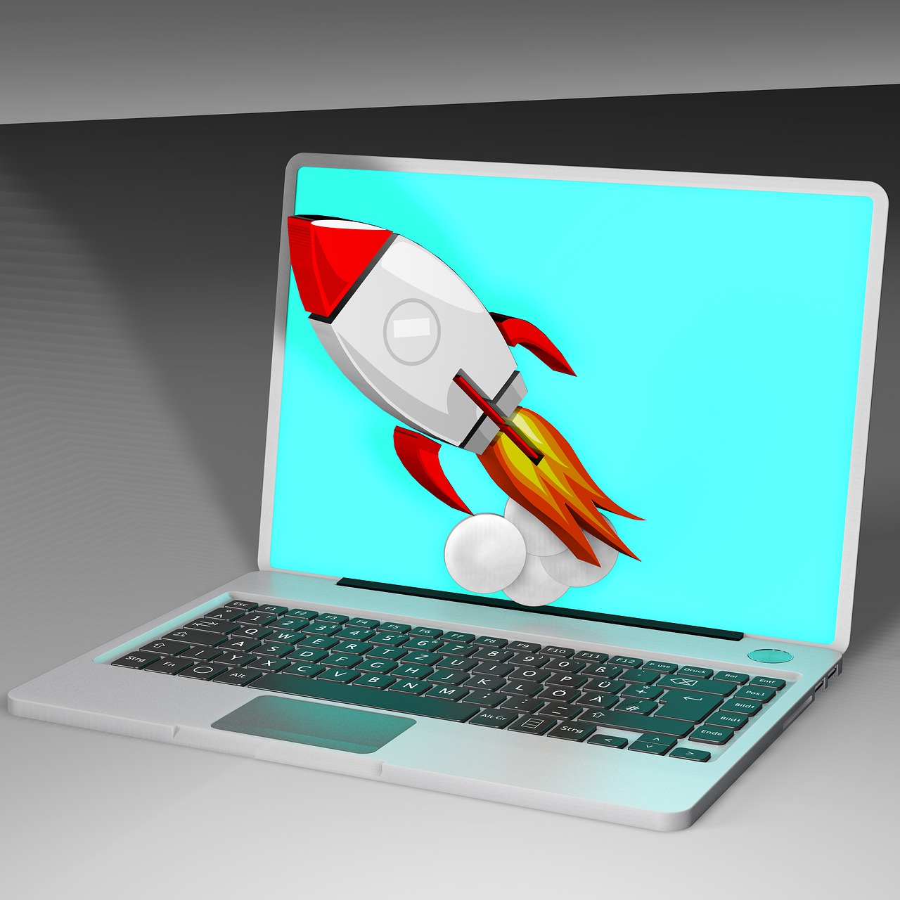startup  rocket  laptop free photo