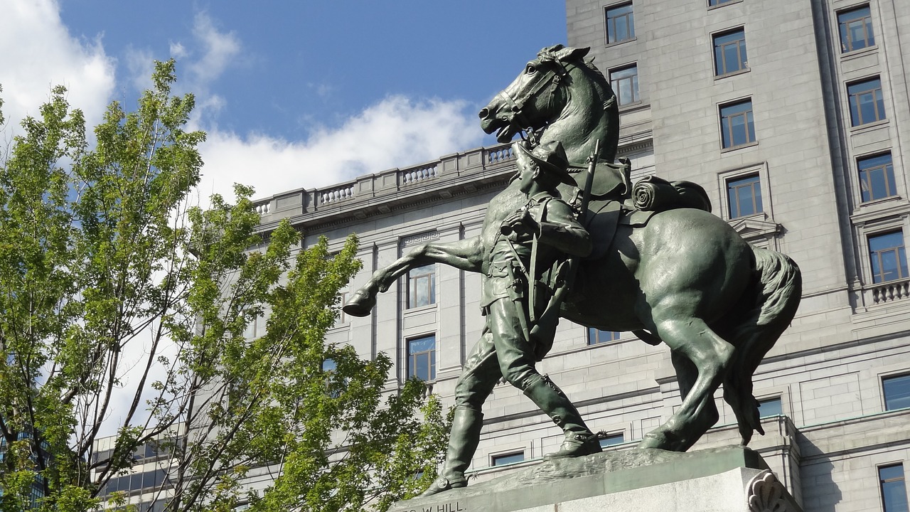 montreal city statue soldier free photo