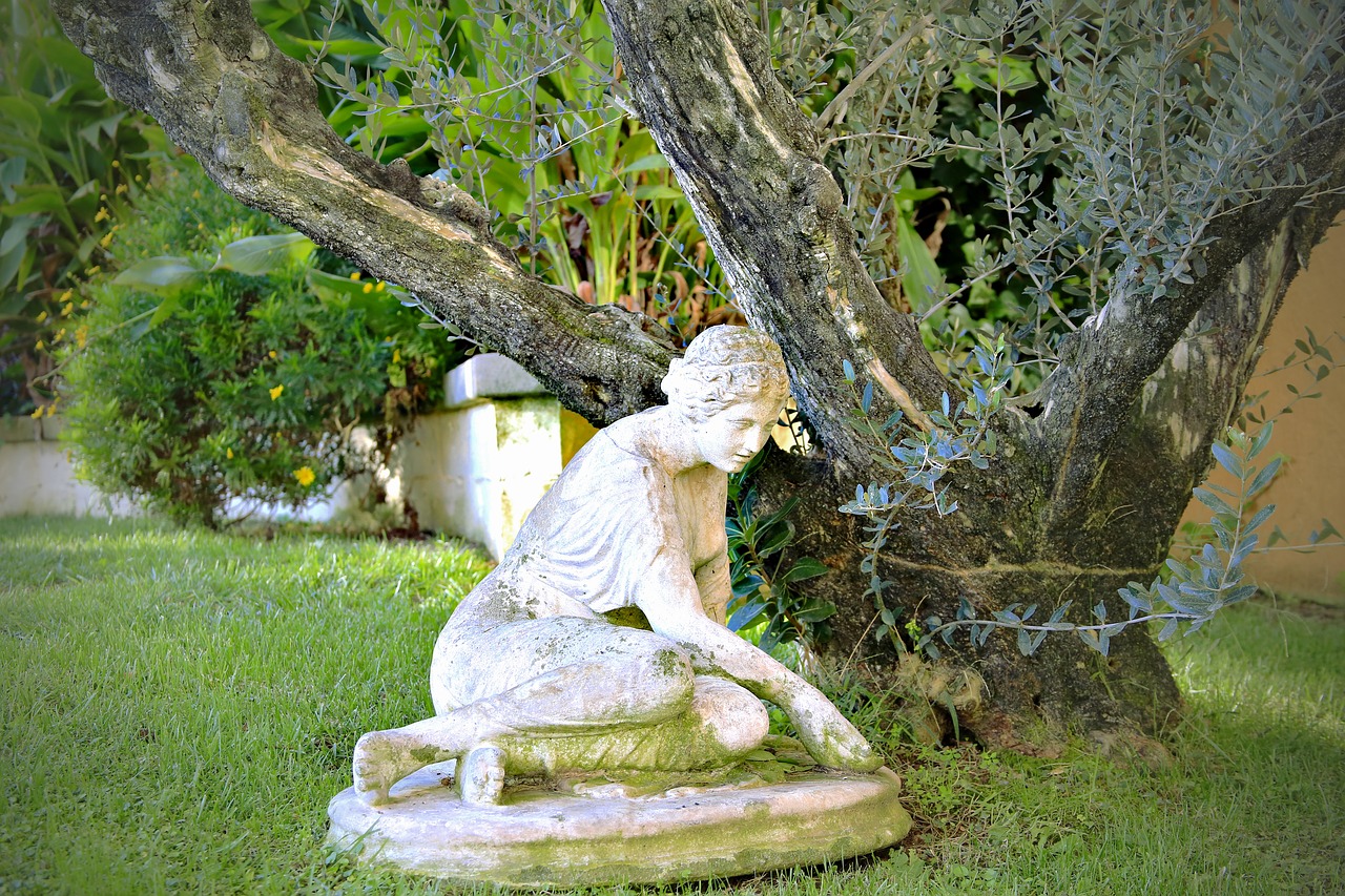 statue garden tree free photo