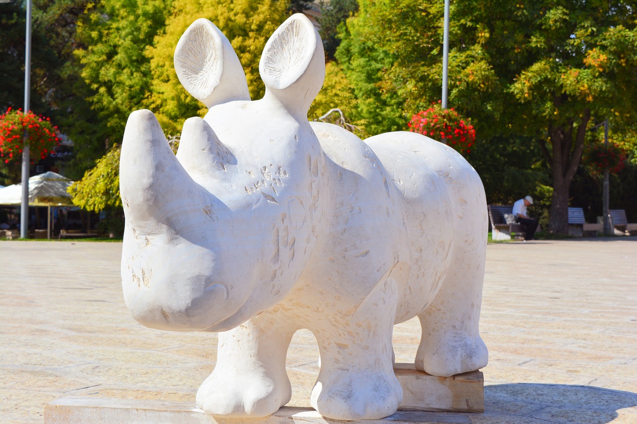 statue rhino sculpture free photo