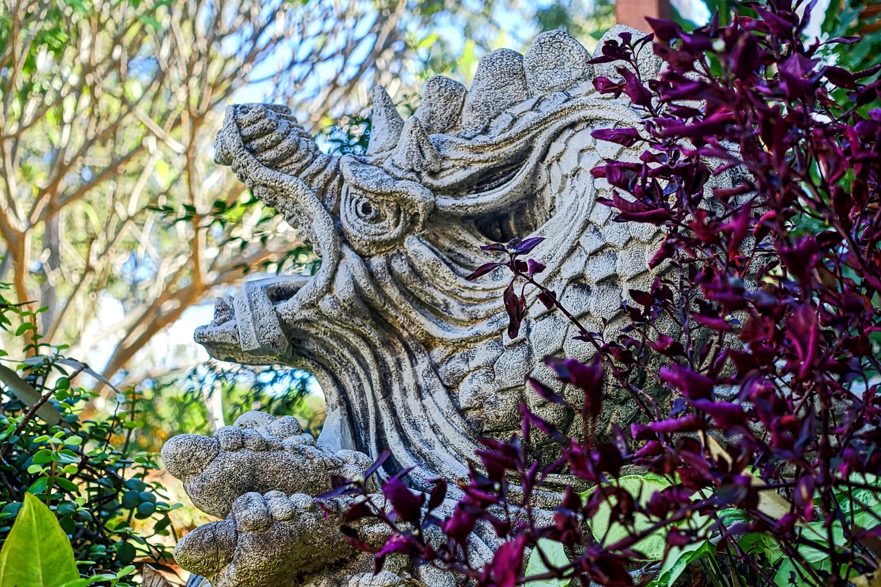 statue dragon garden free photo