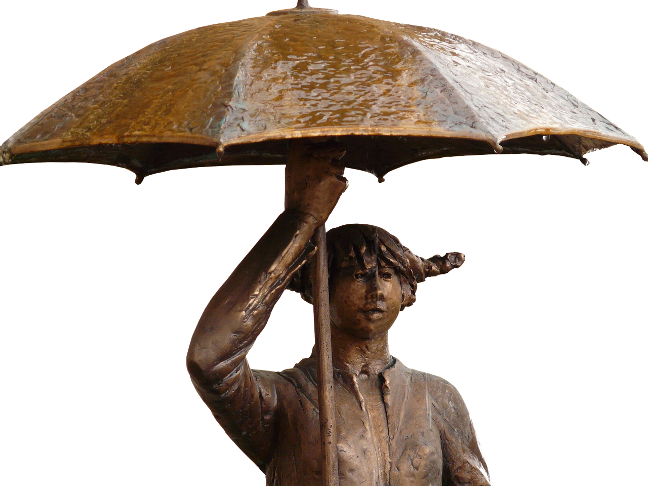 statue bronze umbrella free photo