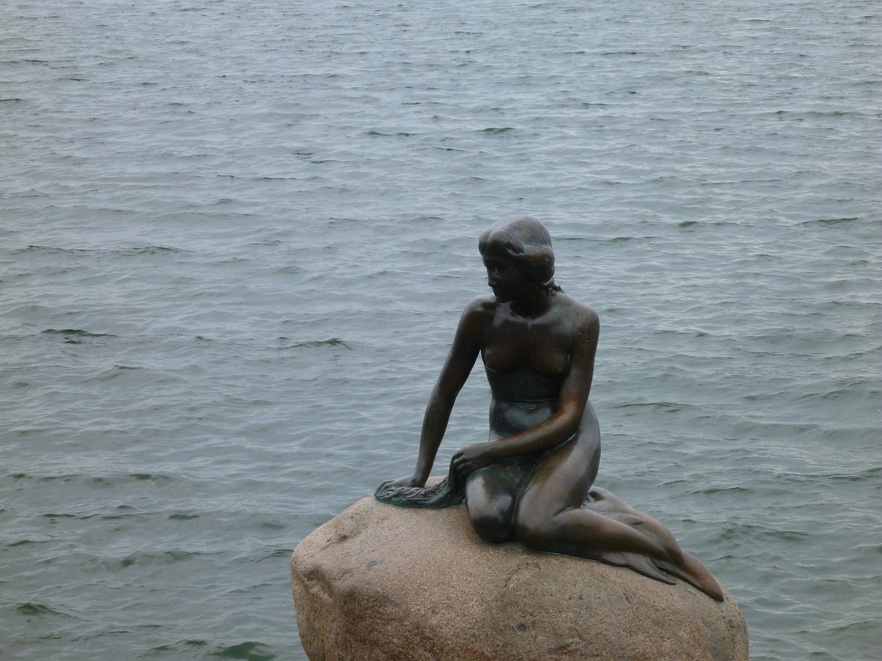 statue mermaid water free photo
