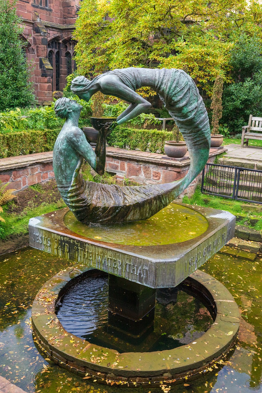 statue chester cathedral garden free photo