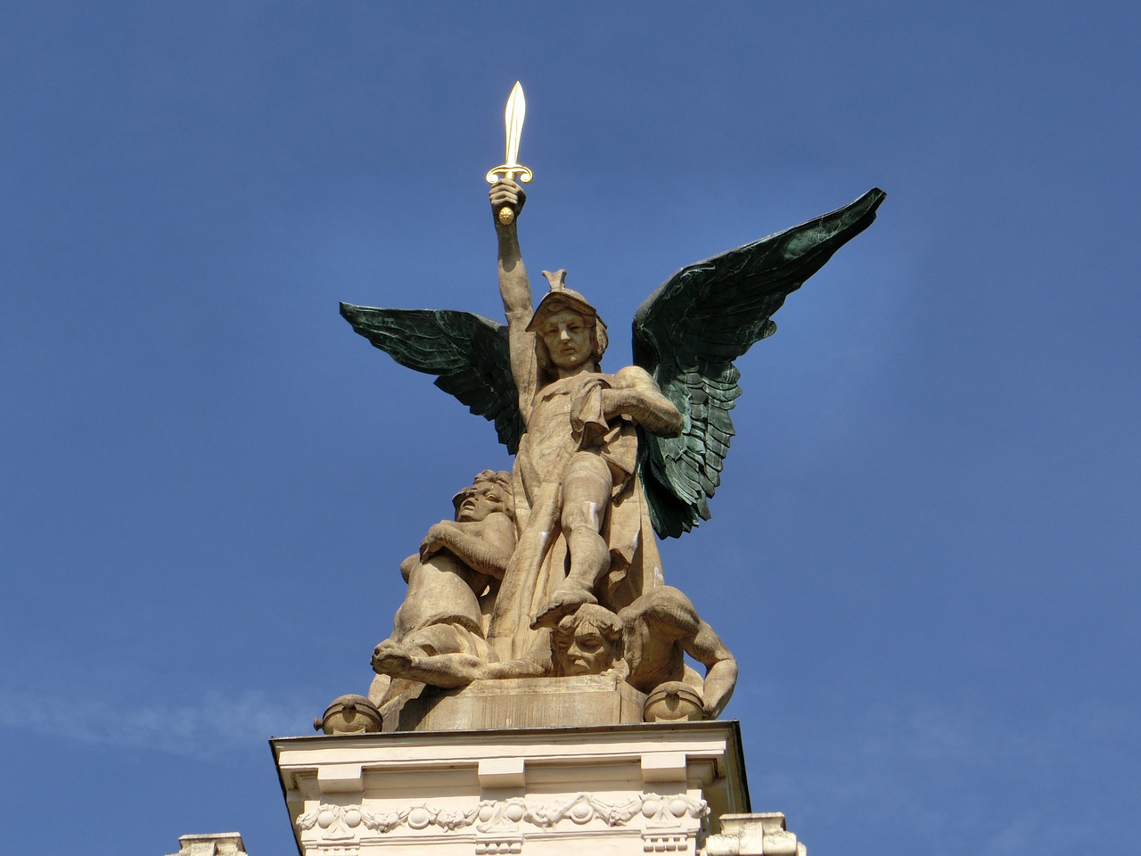 statue sky sword free photo