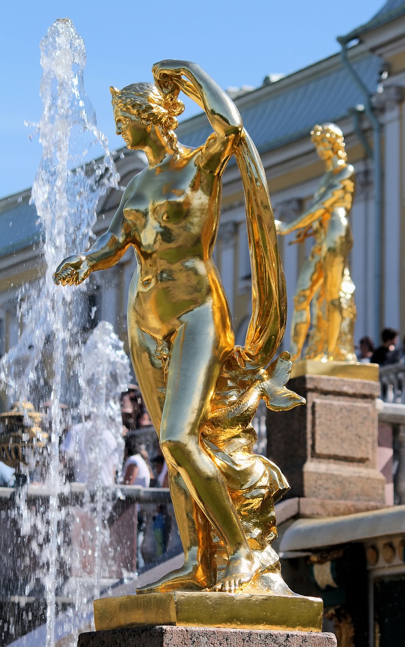 statue  gold  fountain free photo