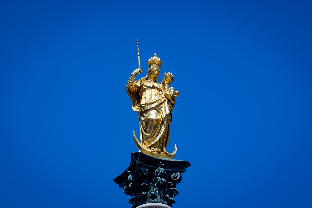 statue  gold  marian column free photo