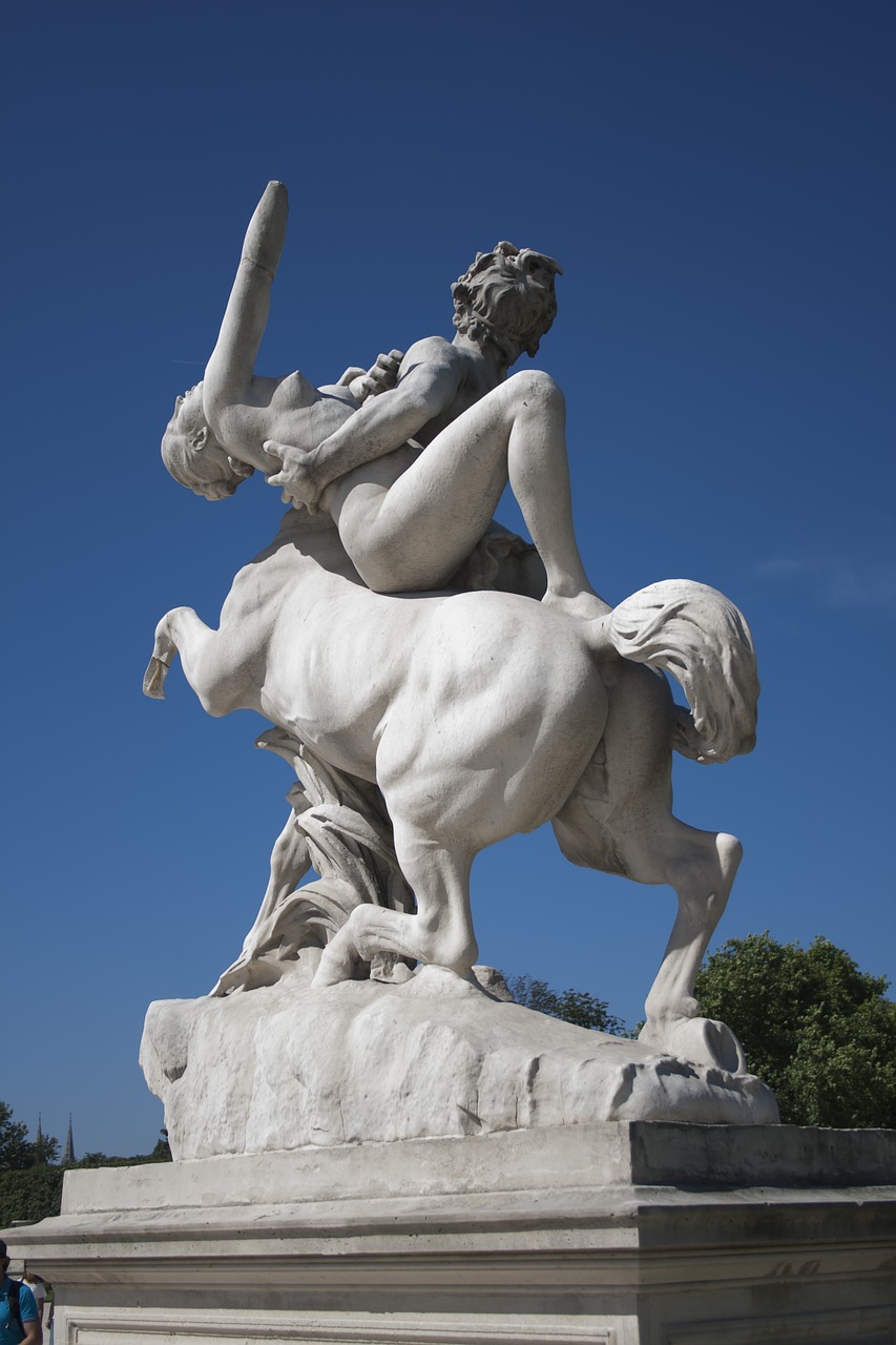 statue centaur paris free photo