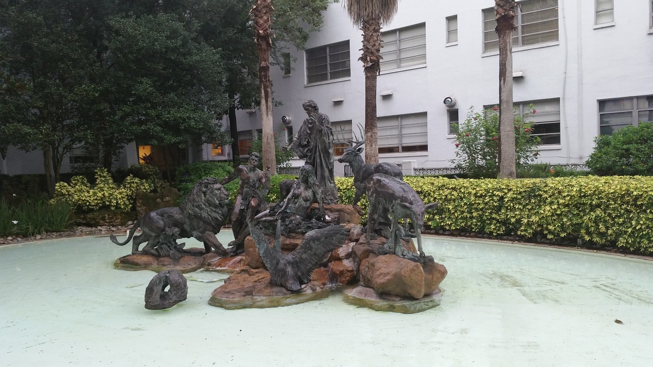 statue water plants free photo