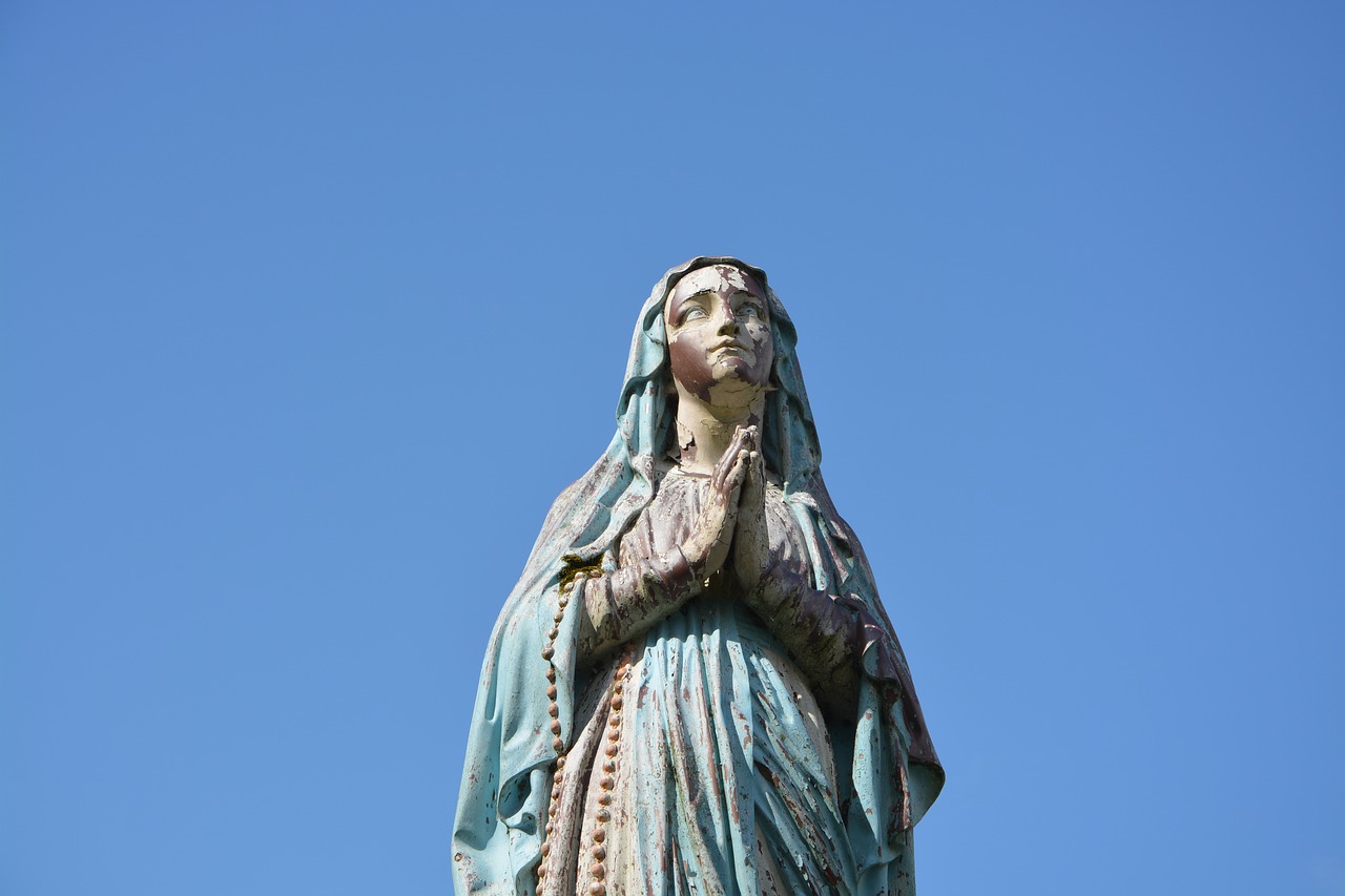 statue holy virgin mary religious figure free photo