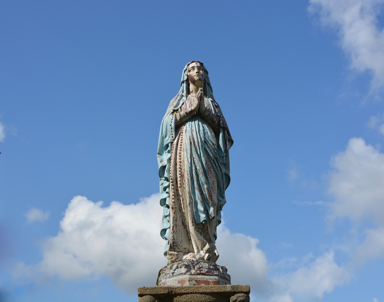 statue holy virgin mary religious figure free photo