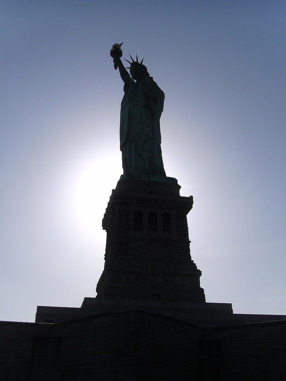 statue of liberty silhouette sunset free photo