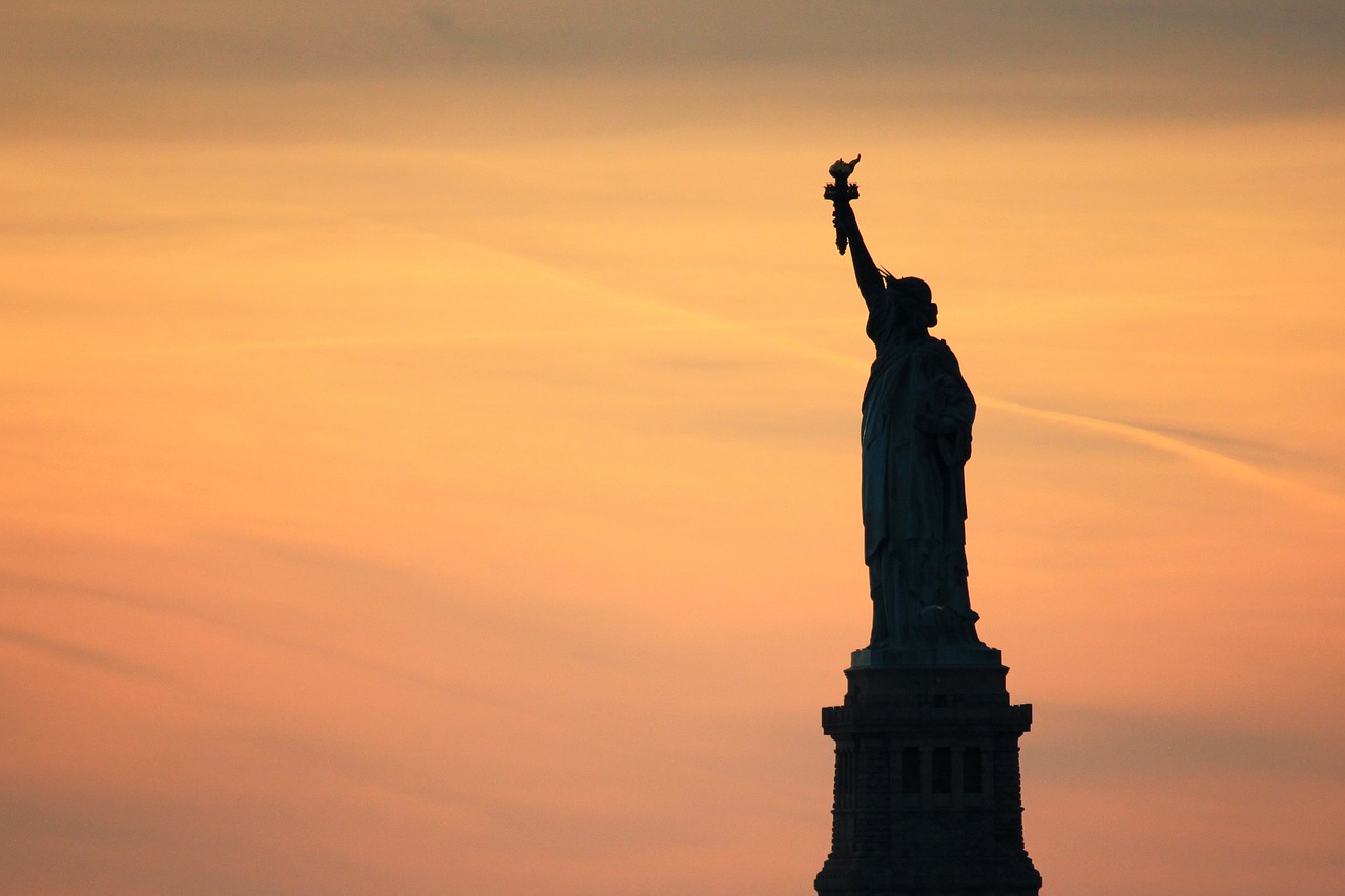 statue of liberty new york sunset free photo