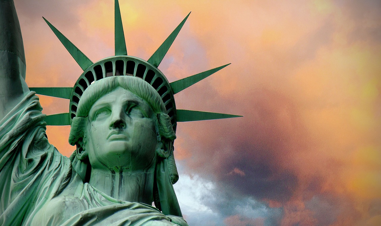 statue of liberty turmoil stormy free photo