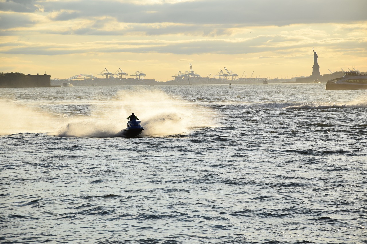 statue of liberty  america  jet ski free photo