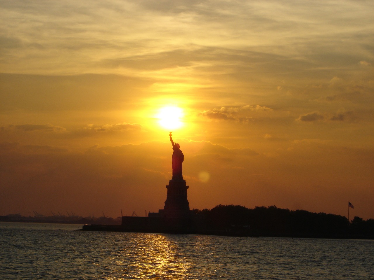 statue of liberty new york city sunset free photo