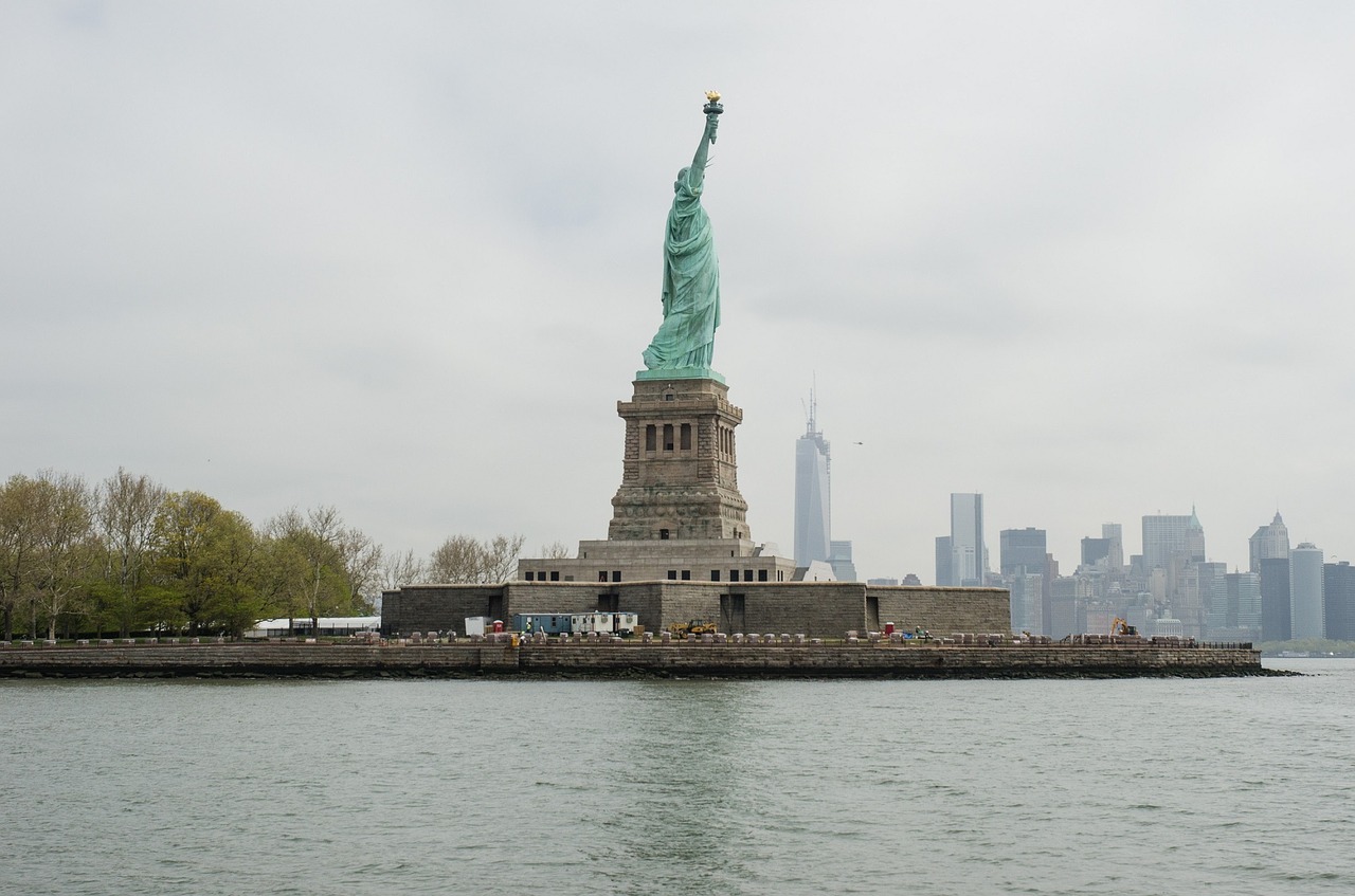 statue of liberty rear view skyline free photo