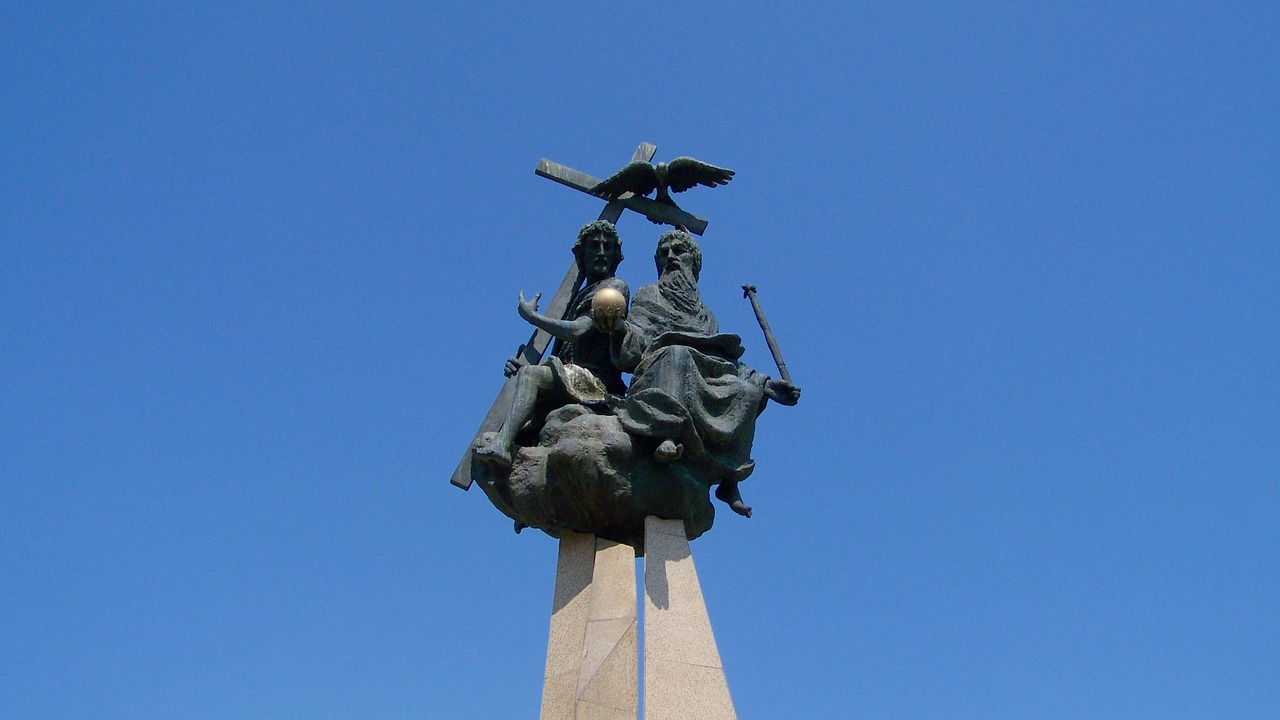 statue of the holy trinity blue sky mohács free photo