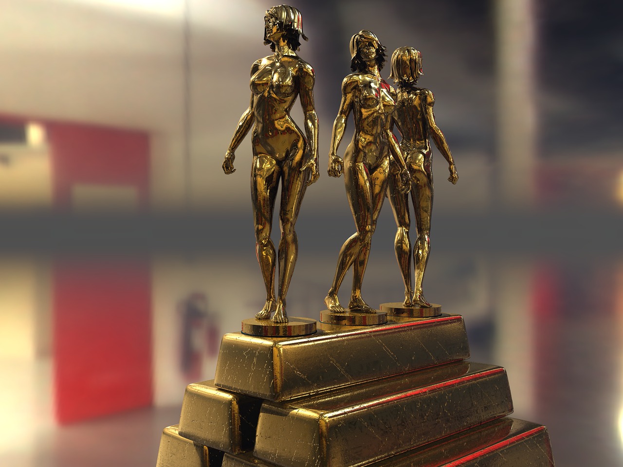 statuettes gold ingots free photo
