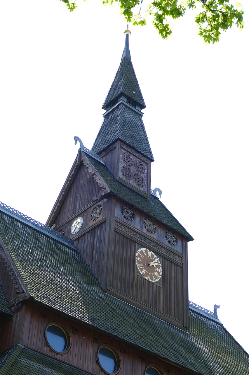 stave church bell tower clock tower free photo