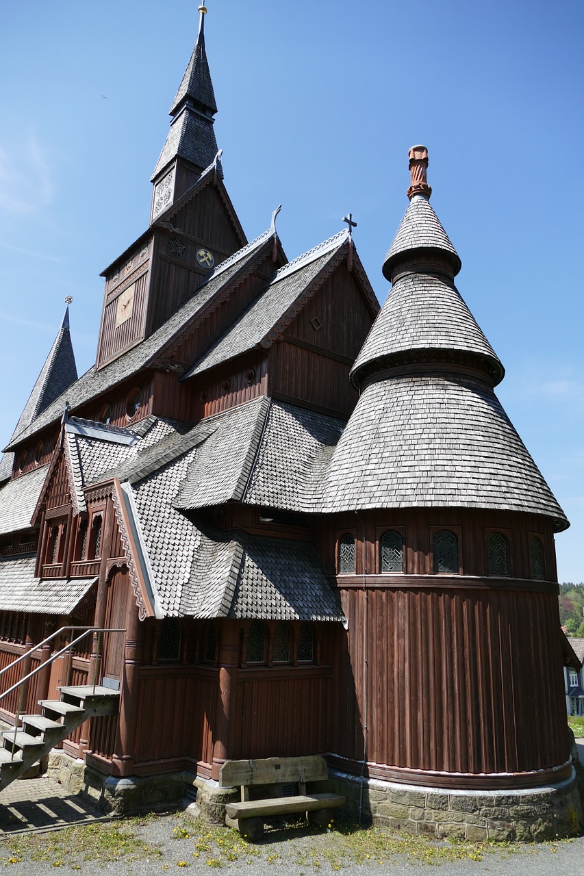 stave church towers roof free photo