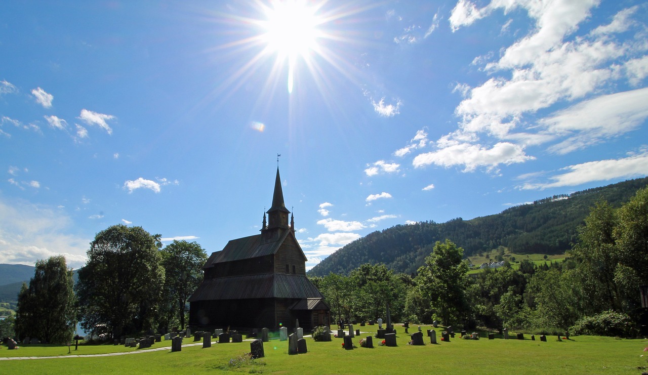 stave church norway back light free photo