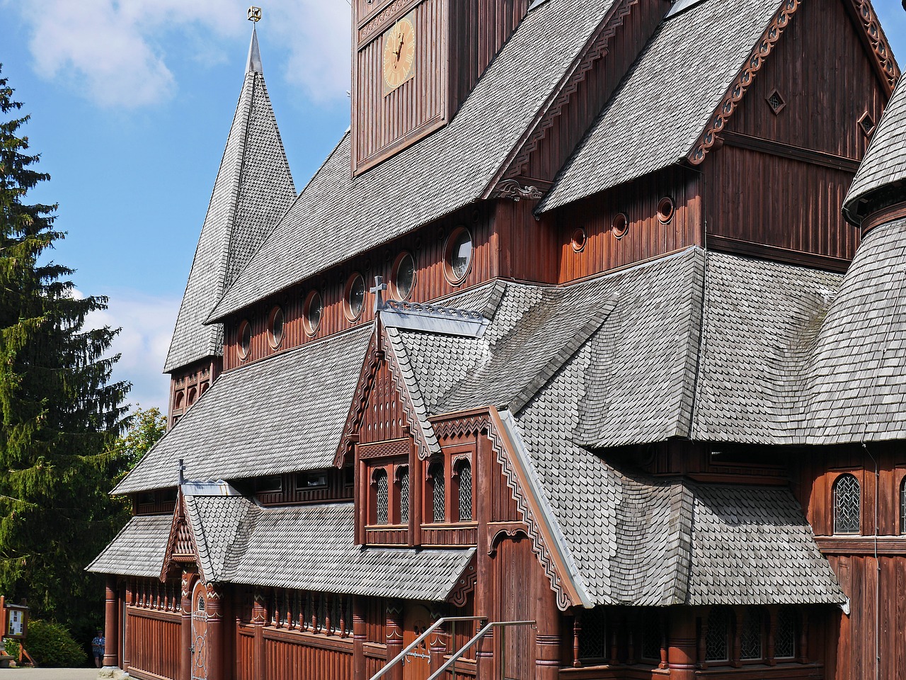 stave church roof landscape artfully free photo
