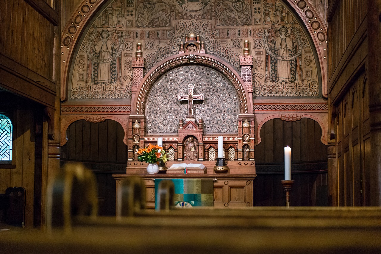 stave church altar cross free photo