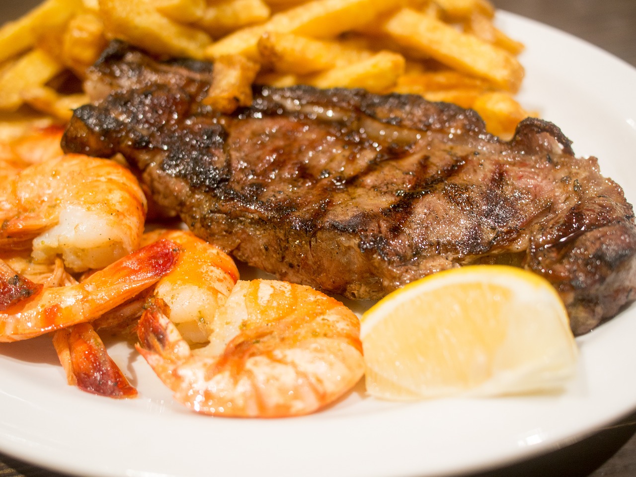 steak dinner shrimp free photo