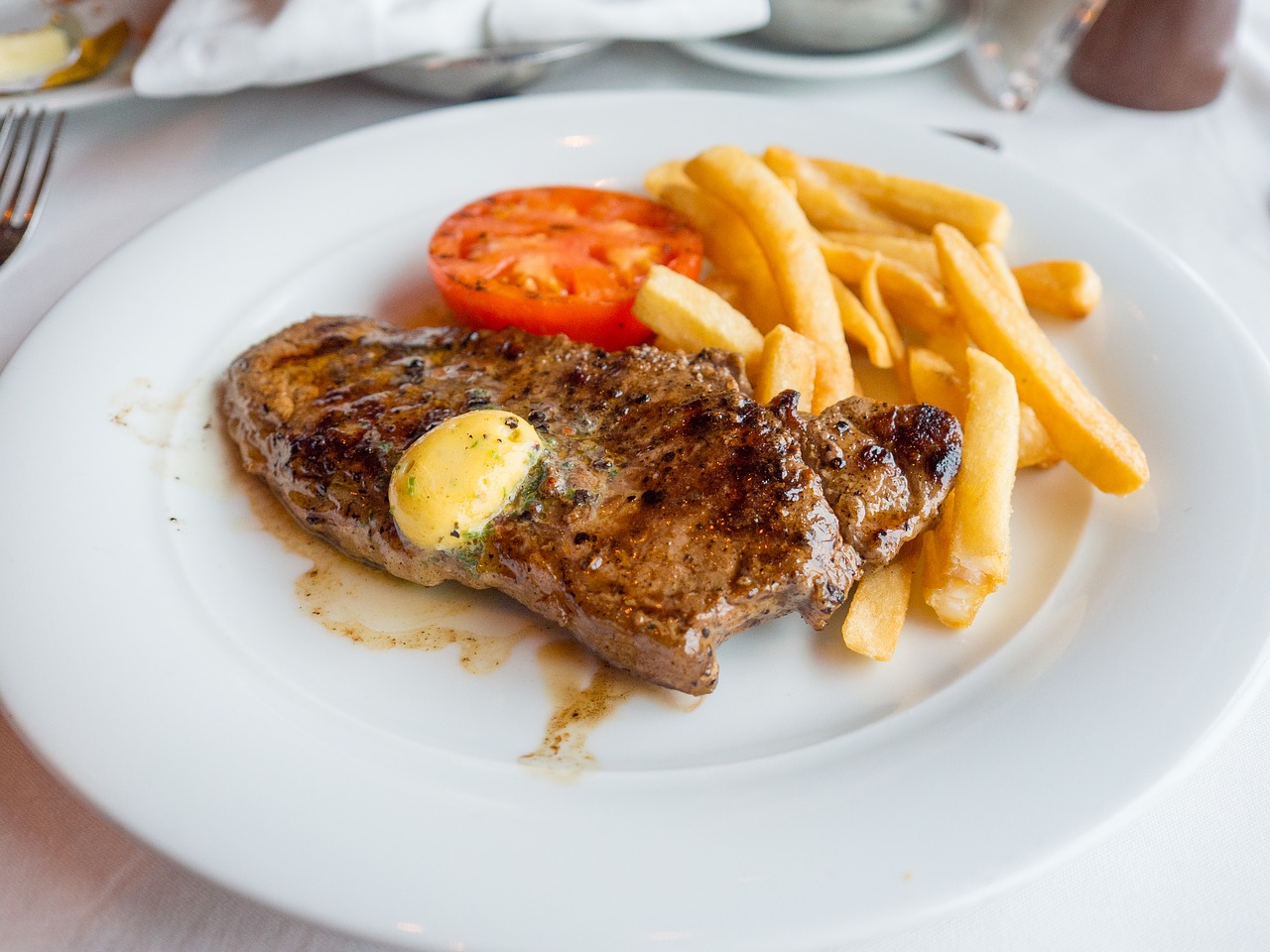 steak fries dinner free photo