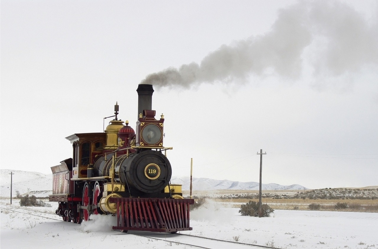 steam locomotive snow winter free photo