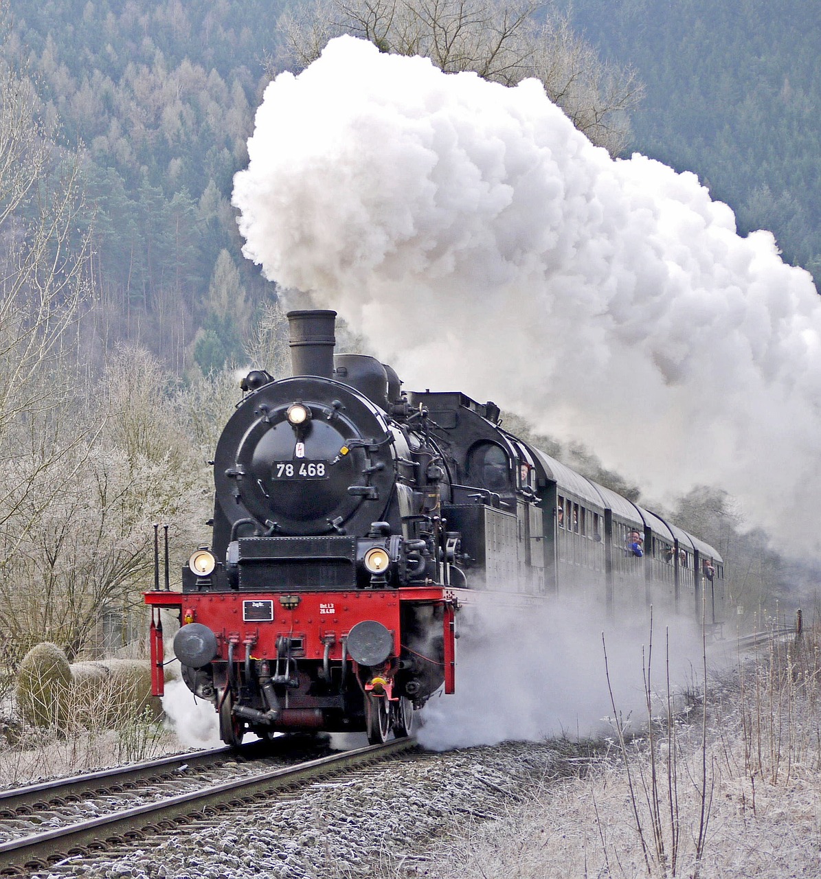 steam locomotive passenger train early train free photo