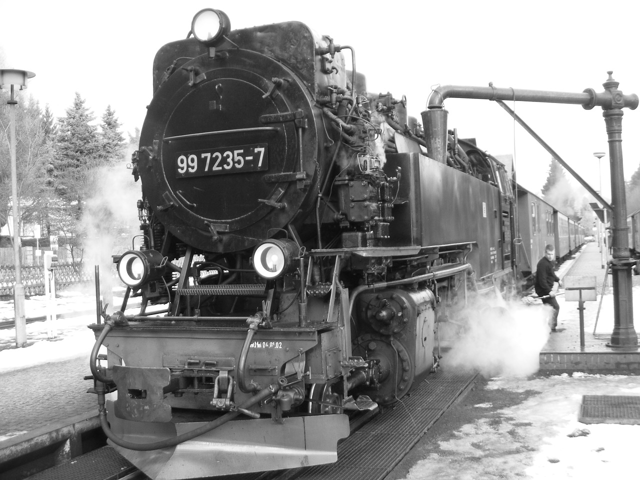 steam locomotive brocken railway water refueling free photo