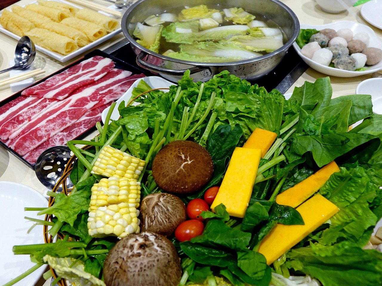 steamboat vegetables meat free photo