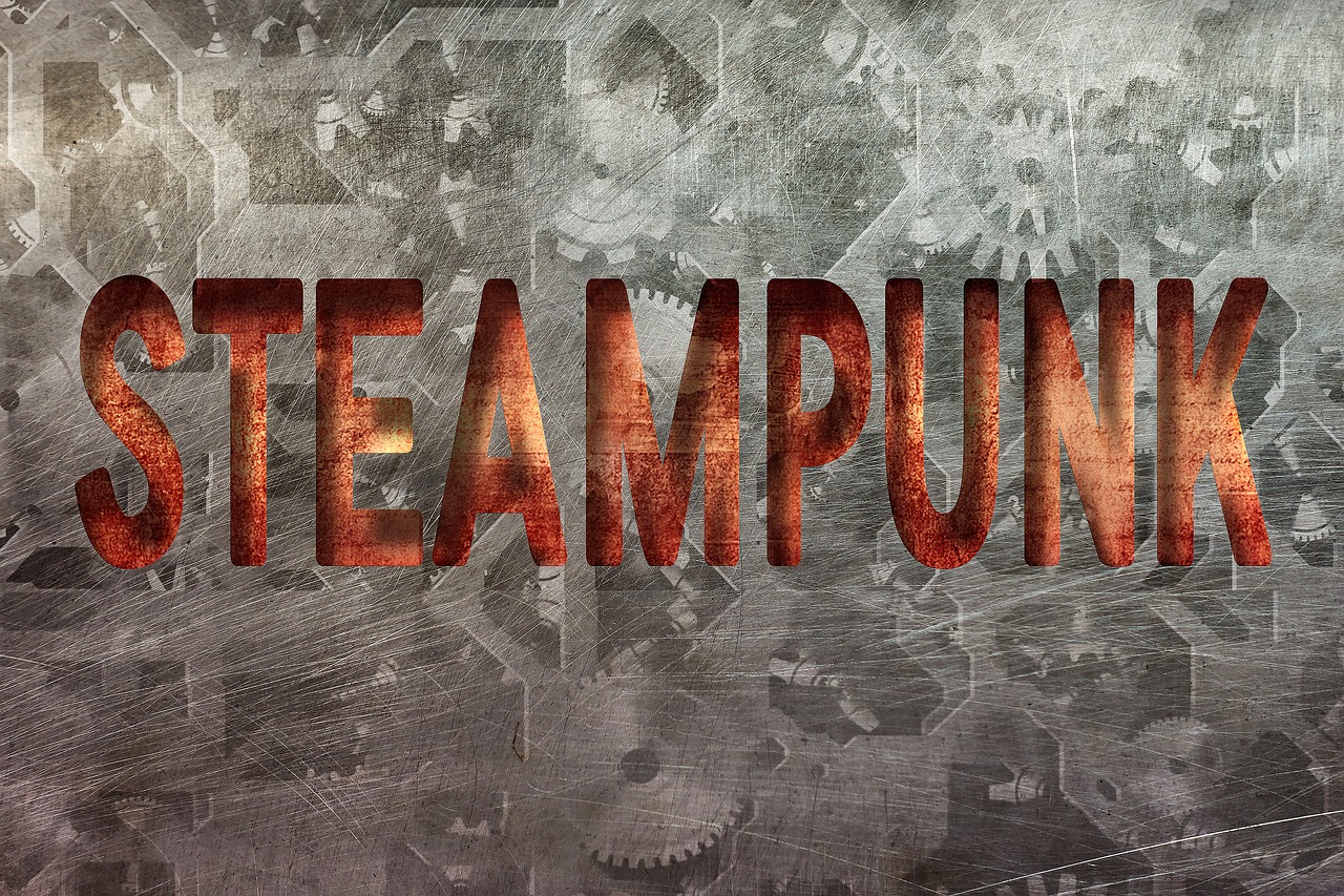 steampunk lettering design free photo