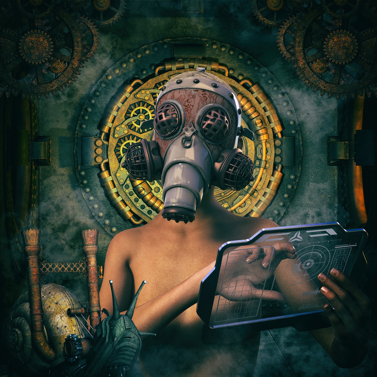 steampunk scientists science fiction free photo