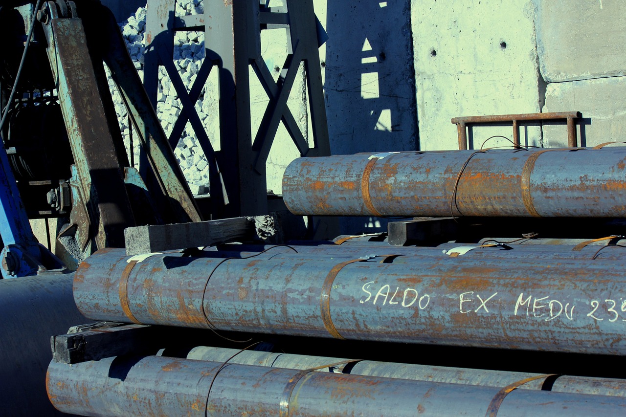 steel port warehouse pipes free photo