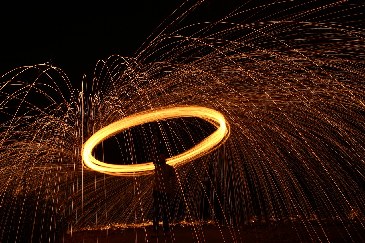 steel wool lights fireworks free photo