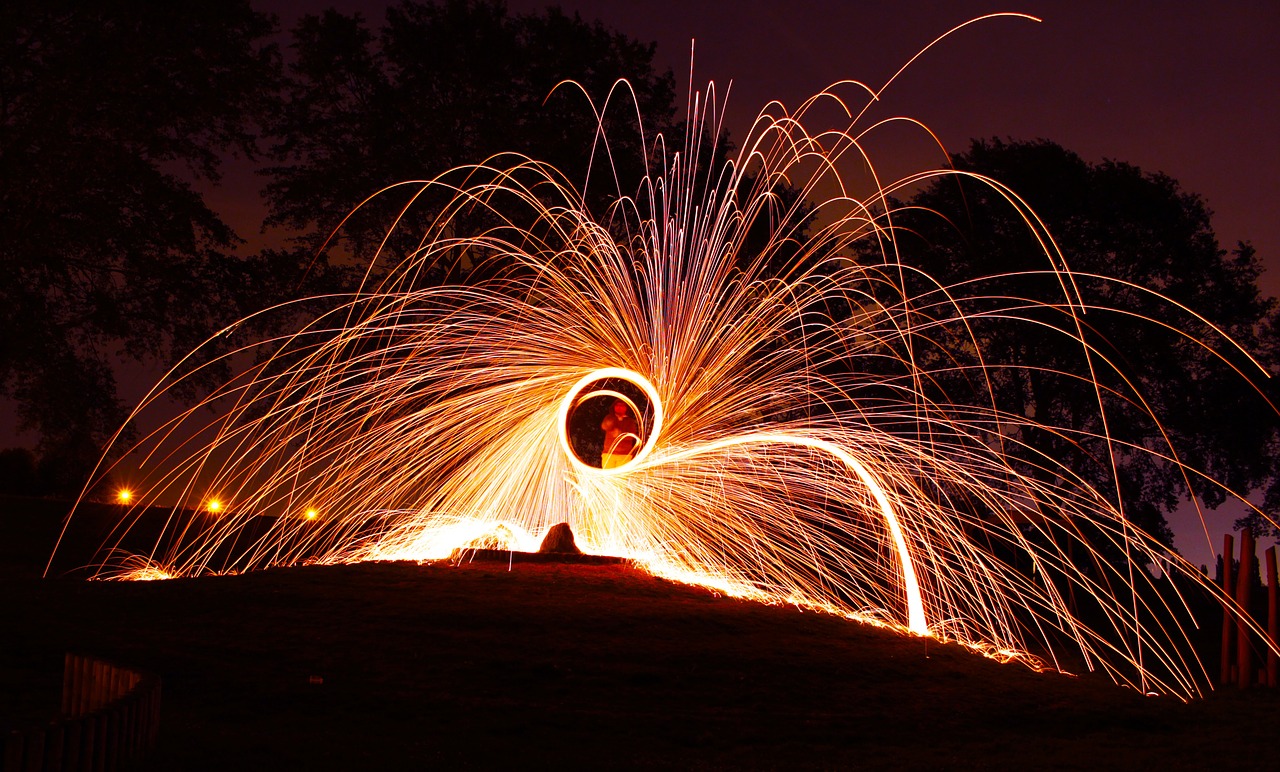 steel wool sparks creative use of light free photo