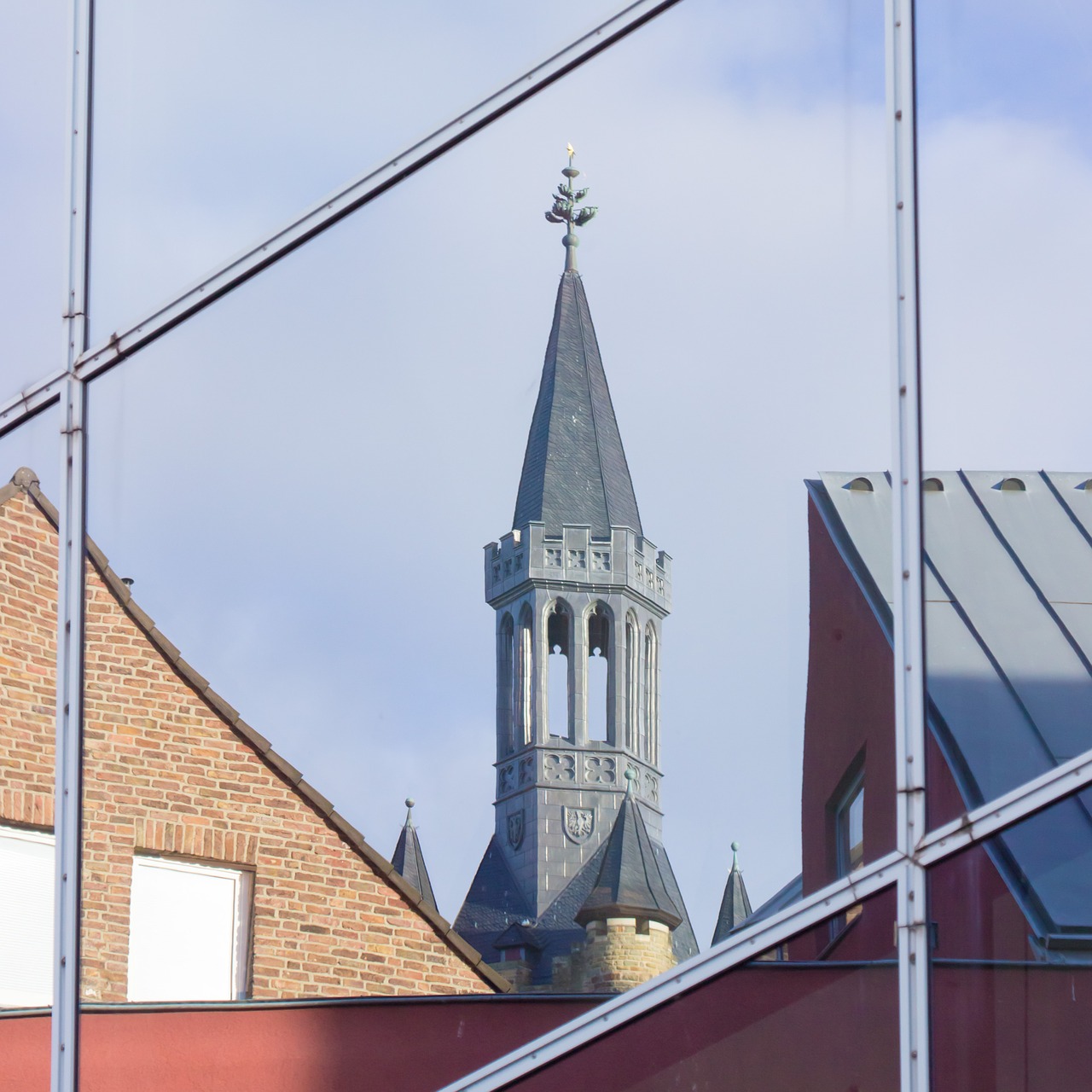 steeple tower mirroring free photo