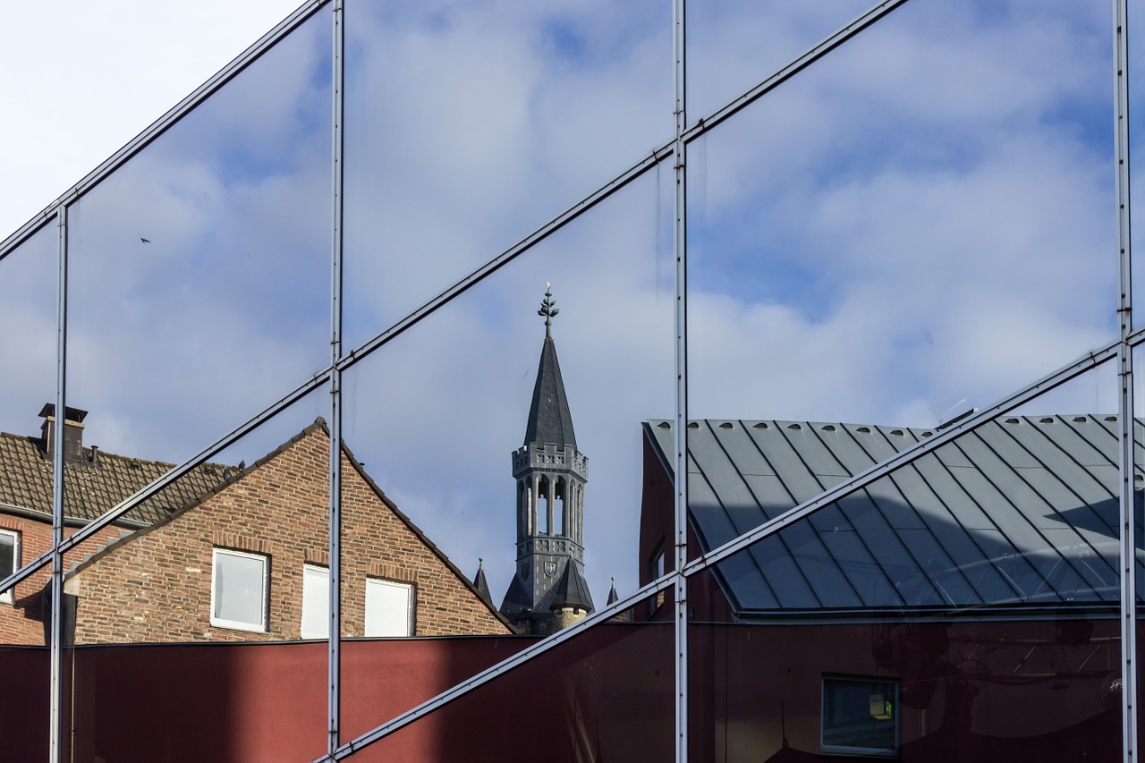 steeple tower mirroring free photo