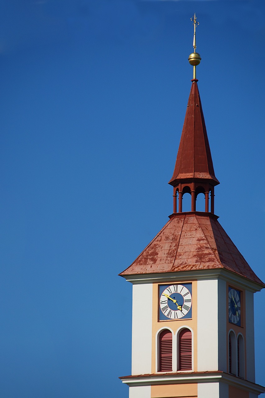 steeple clock tower church clock free photo