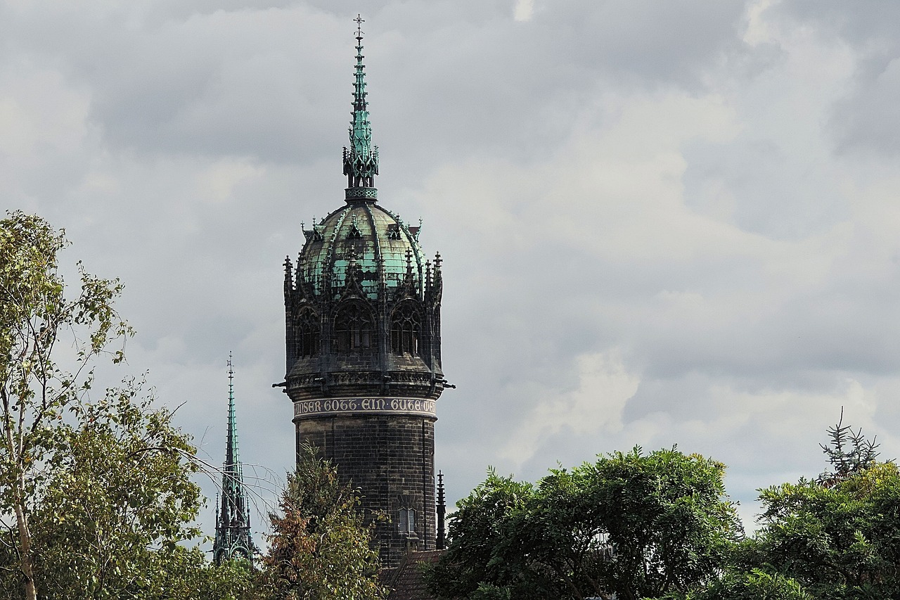 steeple  castle church-wittenberg  germany free photo