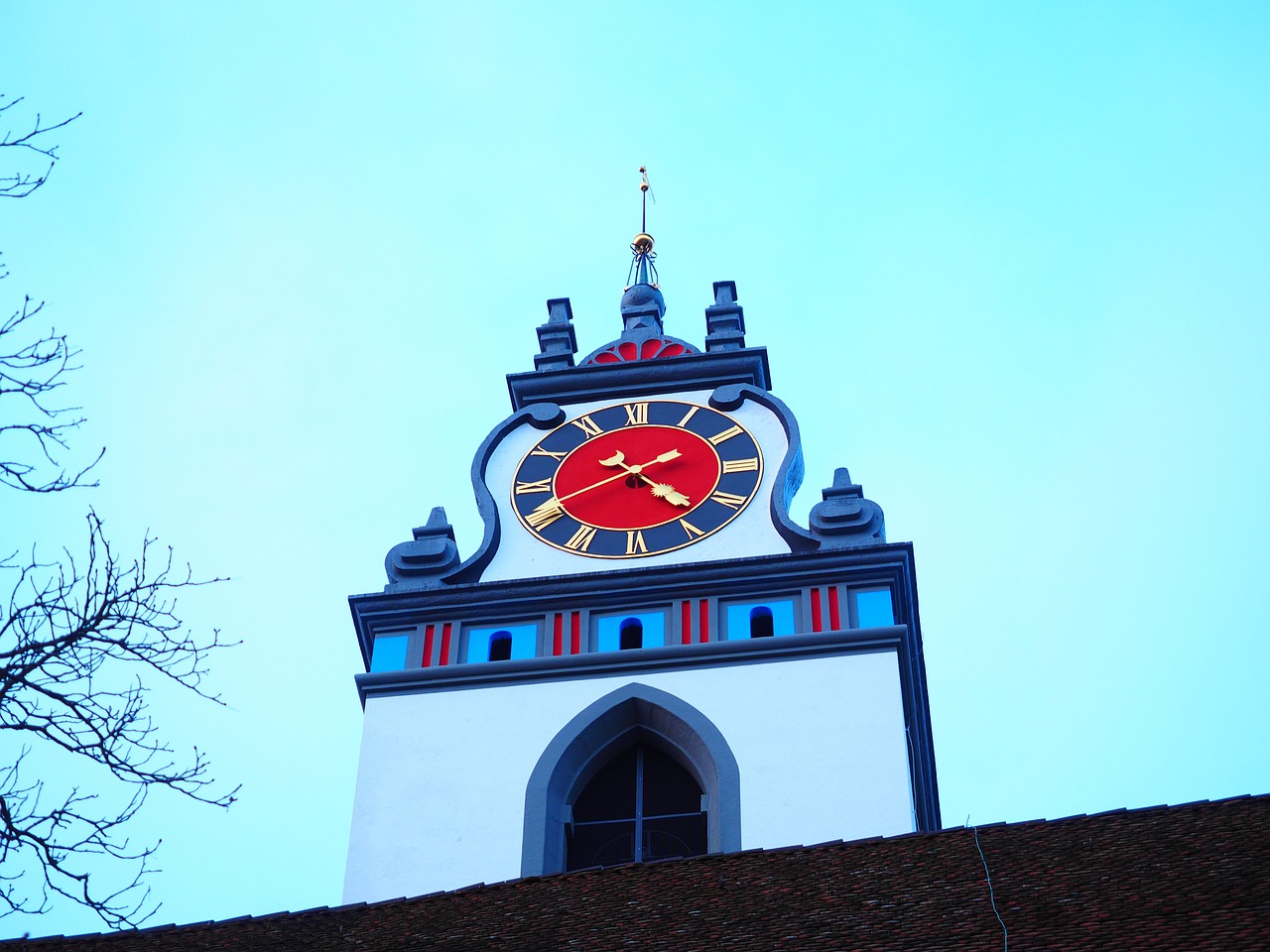 steeple church clock tower free photo