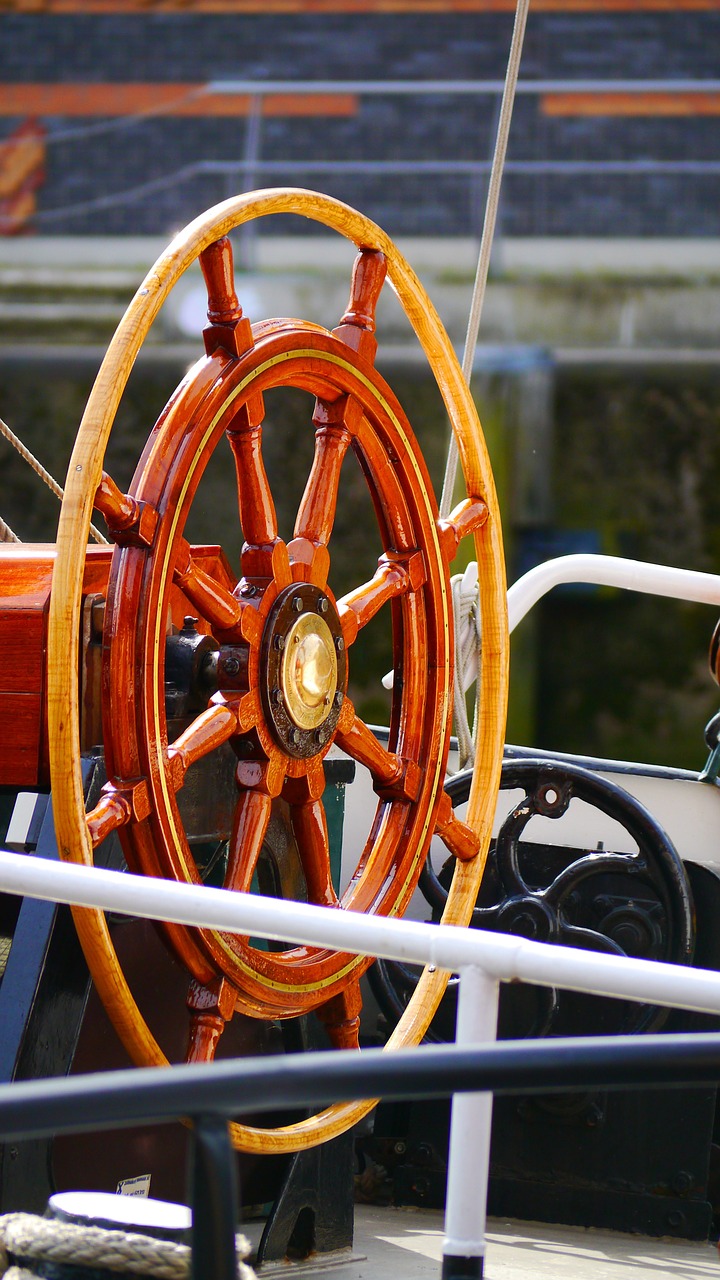 steering wheel sailing vessel wood free photo