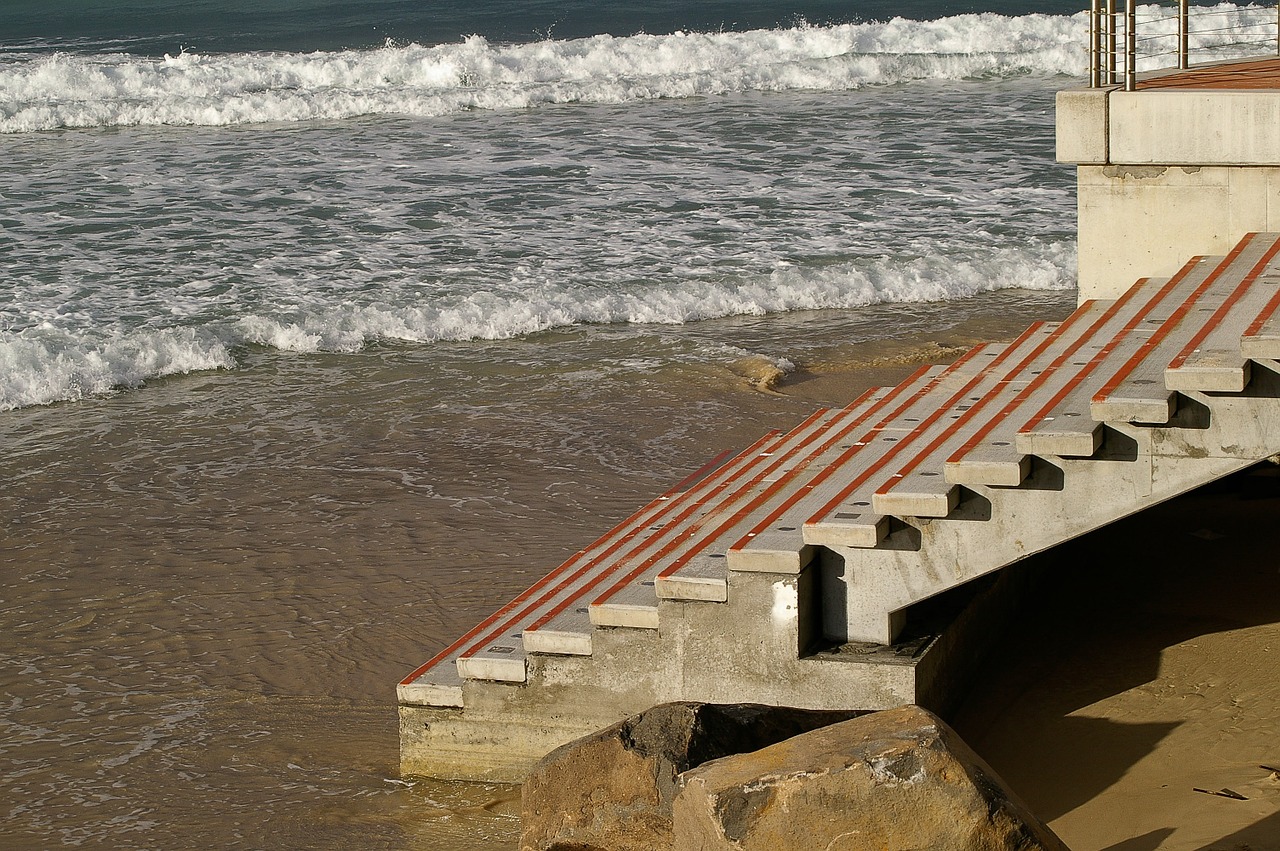 steps concrete beach free photo