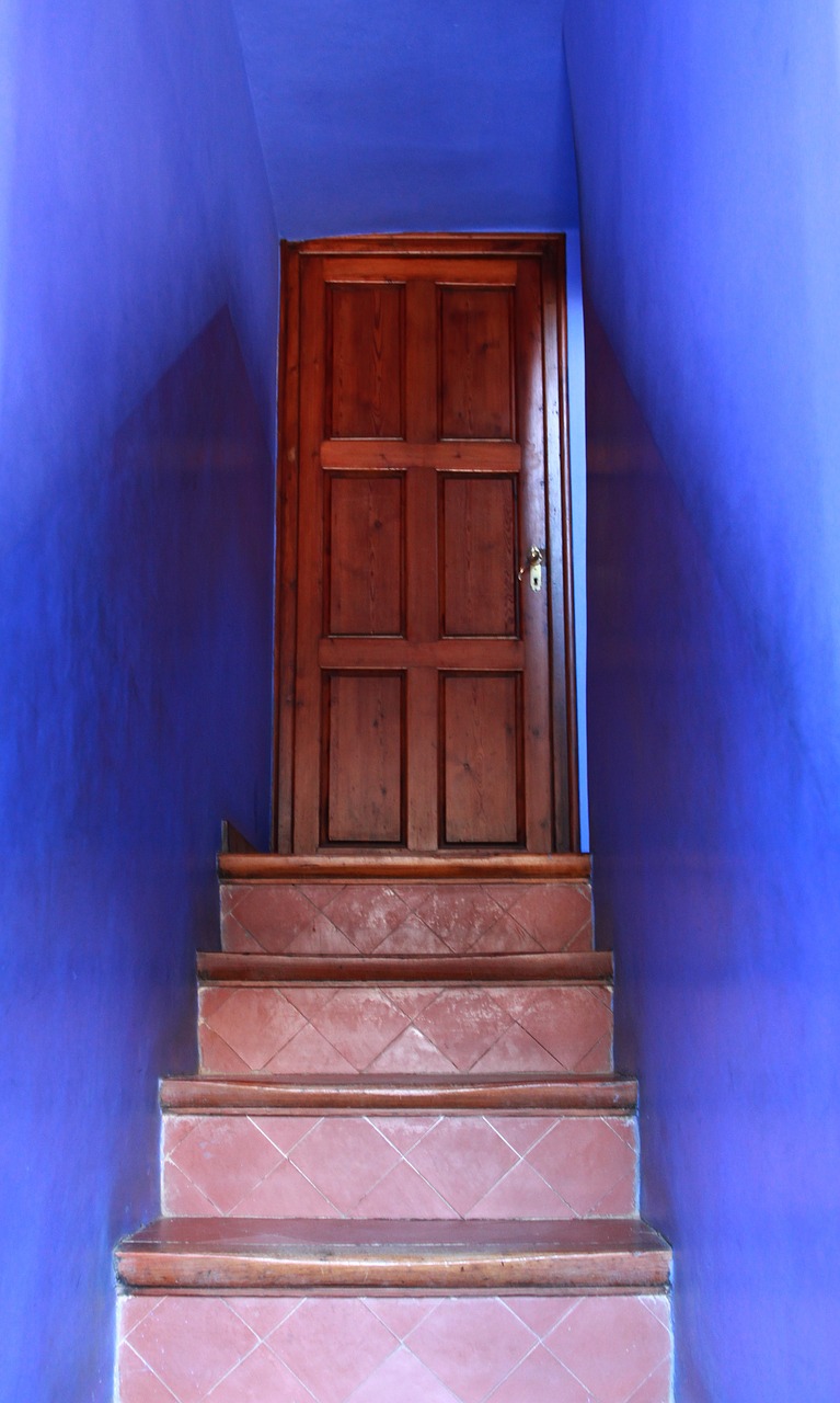 steps stairs blue free photo
